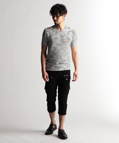 NICOLE CLUB FOR MEN(ニコルクラブフォーメン)の「ウェーブタックジャガードVネック半袖プルオーバー(Tシャツ/カットソー・メンズ・ホワイト系4/ブラック系/ホワイト系1/ホワイト系2/ホワイト系3・MEDIUM/LARGE/X-LARGE)」の17枚目の写真