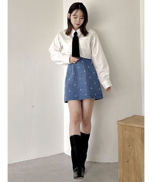 dazzlin（ダズリン）の「スターライドビジュースカート（デニムスカート・レディース・インディゴブルー/ブルー・SMALL/MEDIUM）」の21枚目の写真