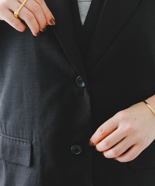 ITEMS URBANRESEARCH（アイテムズ アーバンリサーチ）の「『セットアップ対応』リネンライクハンソデジャケット（セットアップ・レディース・ブラック/モカ・FREE）」の15枚目の写真