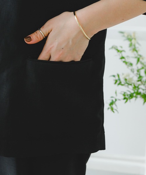 ITEMS URBANRESEARCH（アイテムズ アーバンリサーチ）の「『セットアップ対応』リネンライクハンソデジャケット（セットアップ・レディース・ブラック/モカ・FREE）」の16枚目の写真