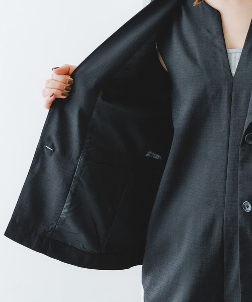 ITEMS URBANRESEARCH（アイテムズ アーバンリサーチ）の「『セットアップ対応』リネンライクハンソデジャケット（セットアップ・レディース・ブラック/モカ・FREE）」の17枚目の写真