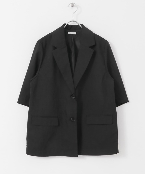 ITEMS URBANRESEARCH（アイテムズ アーバンリサーチ）の「『セットアップ対応』リネンライクハンソデジャケット（セットアップ・レディース・ブラック/モカ・FREE）」の19枚目の写真