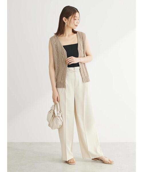 Green　Parks（グリーンパークス）の「カップ付き天竺インナー（インナーウェア/肌着・レディース・ホワイト/ライトベージュ/ブラック・FREE）」の6枚目の写真