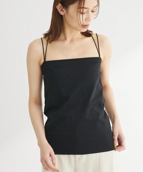 Green　Parks（グリーンパークス）の「カップ付き天竺インナー（インナーウェア/肌着・レディース・ホワイト/ライトベージュ/ブラック・FREE）」の2枚目の写真