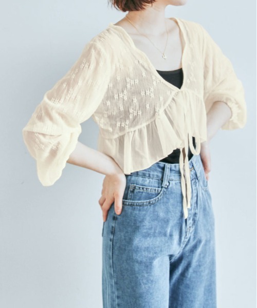 kirakiraShop(キラキラショップ)の「【夏の羽織りに】【着回し万能】フラワー レース シアー ショート カーディガン(カーディガン/ボレロ・レディース・ピンク/ホワイト/アイボリー/ブルー/グリーン・FREE)」の18枚目の写真