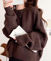 ニット/セーター（ブラウン/茶色系・クルーネック(丸首)）ファッション