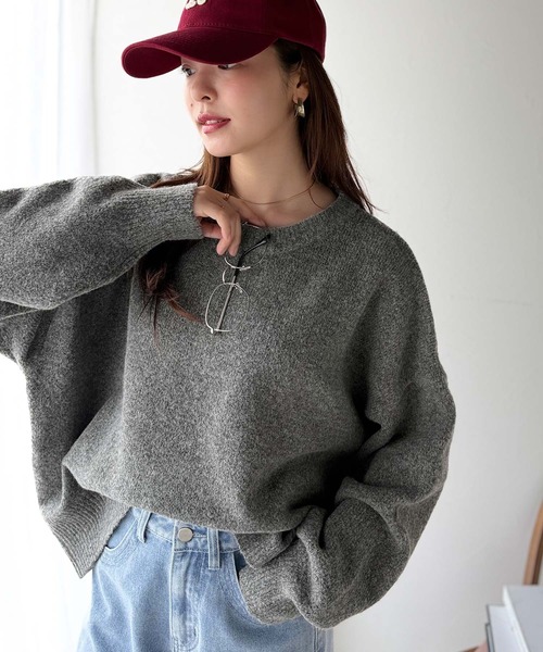 IENAカシミヤシルク混コクーンニット　ナチュラル　美品 ゆったりふわもちの癒しアイテム。コクーンシルエットミックス