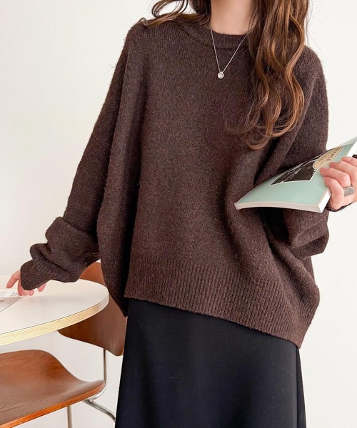 classicalelf（クラシカルエルフ）の「ゆったりふわふわもっちりの癒しアイテム。コクーン シルエット ミックス カラー オーバーサイズニット（ニット/セーター・レディース・チャコール/ピンク/ブルー/モカ/アイボリー/ブラウン/ライム・LARGE/MEDIUM/X-LARGE/SMALL）」の22枚目の写真