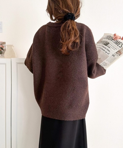 classicalelf（クラシカルエルフ）の「ゆったりふわふわもっちりの癒しアイテム。コクーン シルエット ミックス カラー オーバーサイズニット（ニット/セーター・レディース・チャコール/ピンク/ブルー/モカ/アイボリー/ブラウン/ライム・LARGE/MEDIUM/X-LARGE/SMALL）」の8枚目の写真