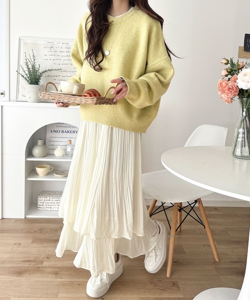 【極美品】ムータマリンゴルフ　レタードコットンニットセーター　ベージュ レタード コットンセーター [全5色] – muta Online Store