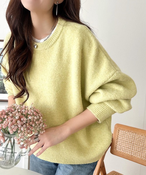 classicalelf（クラシカルエルフ）の「ゆったりふわふわもっちりの癒しアイテム。コクーン シルエット ミックス カラー オーバーサイズニット（ニット/セーター・レディース・チャコール/ピンク/ブルー/モカ/アイボリー/ブラウン/ライム・LARGE/MEDIUM/X-LARGE/SMALL）」の18枚目の写真