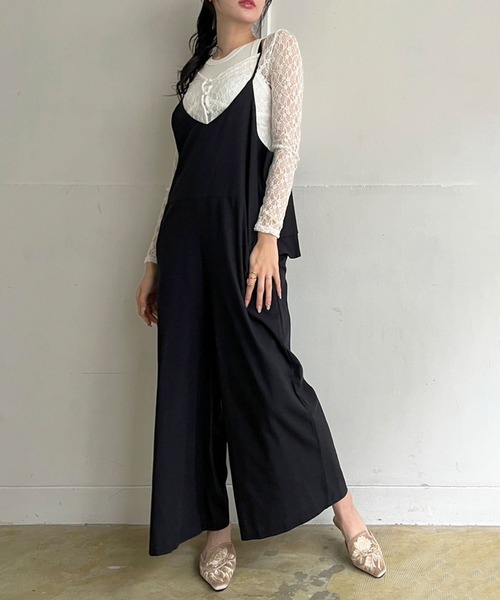 Jewelobe（ジュエローブ）の「バックフリルキャミサロペット（サロペット/オーバーオール・レディース・ベージュ/ブラック/カーキ・FREE）」の14枚目の写真