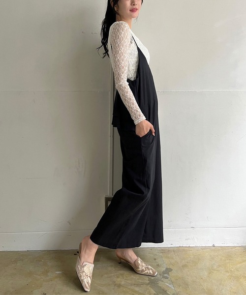 Jewelobe（ジュエローブ）の「バックフリルキャミサロペット（サロペット/オーバーオール・レディース・ベージュ/ブラック/カーキ・FREE）」の15枚目の写真