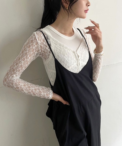 Jewelobe（ジュエローブ）の「バックフリルキャミサロペット（サロペット/オーバーオール・レディース・ベージュ/ブラック/カーキ・FREE）」の17枚目の写真