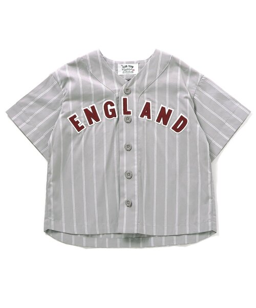 apres les cours(アプレレクール)の「ワッペン付きベースボールシャツ(シャツ/ブラウス・キッズ・ストライプ/オフホワイト・100/110/120/80/130/90)」の4枚目の写真