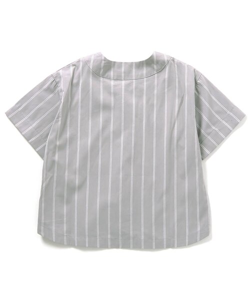 apres les cours(アプレレクール)の「ワッペン付きベースボールシャツ(シャツ/ブラウス・キッズ・ストライプ/オフホワイト・100/110/120/80/130/90)」の6枚目の写真