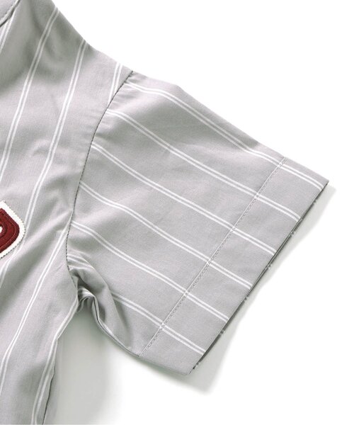 apres les cours(アプレレクール)の「ワッペン付きベースボールシャツ(シャツ/ブラウス・キッズ・ストライプ/オフホワイト・100/110/120/80/130/90)」の11枚目の写真