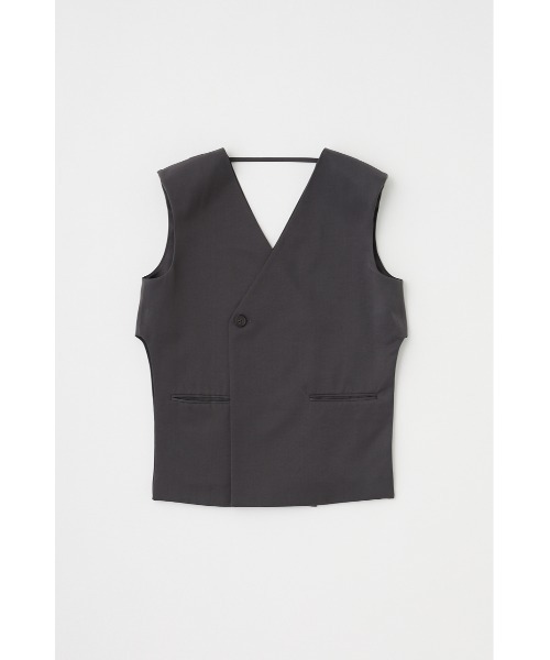 M_(エムアンダーバー)の「原料の一部にリサイクルポリエステルを使用した程よい光沢感と落ち感が美しいレーヨン混ベスト(ベスト・レディース・ブラック/ダークグレー/ライトブラウン・FREE)」の3枚目の写真