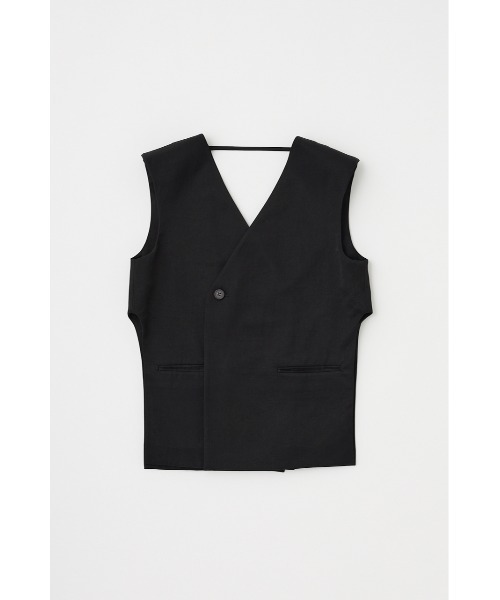 M_(エムアンダーバー)の「原料の一部にリサイクルポリエステルを使用した程よい光沢感と落ち感が美しいレーヨン混ベスト(ベスト・レディース・ブラック/ダークグレー/ライトブラウン・FREE)」の18枚目の写真