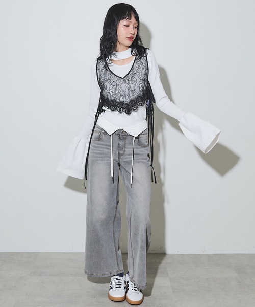 VIOLETTA（ヴィオレッタ）の「サイドリボンレースベスト（ベスト・レディース・ブラック/ホワイト・FREE）」の14枚目の写真