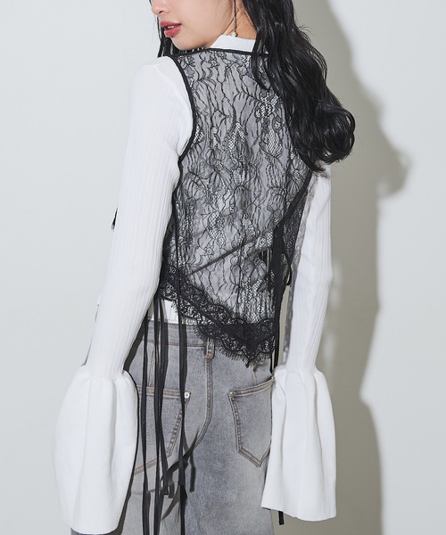 VIOLETTA（ヴィオレッタ）の「サイドリボンレースベスト（ベスト・レディース・ブラック/ホワイト・FREE）」の16枚目の写真