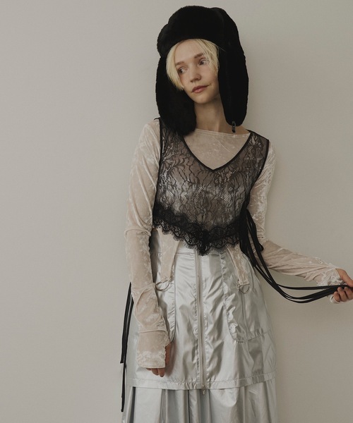 VIOLETTA（ヴィオレッタ）の「サイドリボンレースベスト（ベスト・レディース・ブラック/ホワイト・FREE）」の5枚目の写真