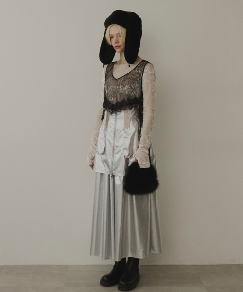 VIOLETTA（ヴィオレッタ）の「サイドリボンレースベスト（ベスト・レディース・ブラック/ホワイト・FREE）」の6枚目の写真