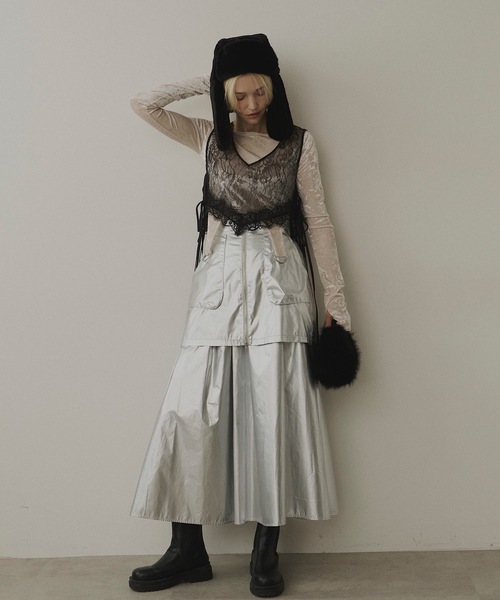 VIOLETTA（ヴィオレッタ）の「サイドリボンレースベスト（ベスト・レディース・ブラック/ホワイト・FREE）」の7枚目の写真