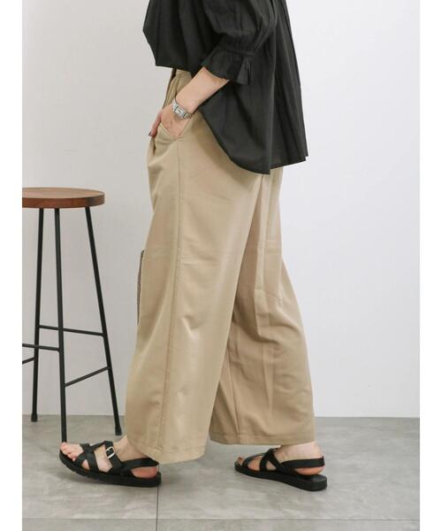 Samansa Mos2 blue（サマンサモスモスブルー）の「ラップ風ワイドパンツ（その他パンツ・レディース・チャコールグレー/グレー/ベージュ・F）」の21枚目の写真