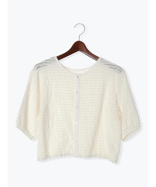 Te chichi TERRASSE（テチチテラス）の「カットフリル前後2WAYカーディガン（カーディガン/ボレロ・レディース・ブラック/グリーン/オフホワイト・F）」の2枚目の写真