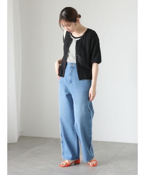 Te chichi TERRASSE（テチチテラス）の「カットフリル前後2WAYカーディガン（カーディガン/ボレロ・レディース・ブラック/グリーン/オフホワイト・F）」の6枚目の写真