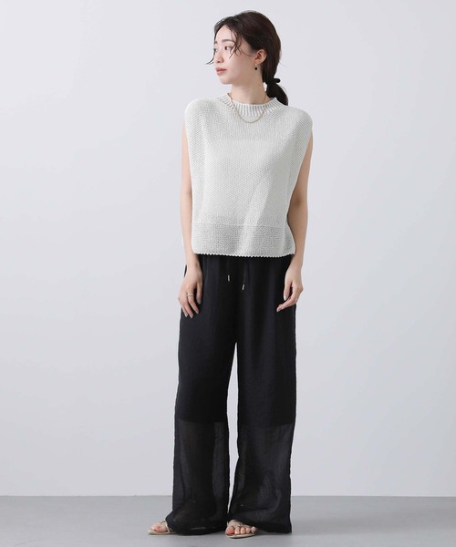 CLOCHE（クロシェ）の「和紙混ホールＧフレンチニット（ニット/セーター・レディース・ブルー/グレイッシュベージュ・FREE）」の3枚目の写真