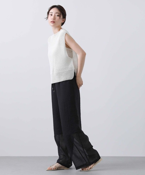 CLOCHE（クロシェ）の「和紙混ホールＧフレンチニット（ニット/セーター・レディース・ブルー/グレイッシュベージュ・FREE）」の4枚目の写真