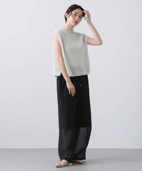 CLOCHE（クロシェ）の「和紙混ホールＧフレンチニット（ニット/セーター・レディース・ブルー/グレイッシュベージュ・FREE）」の6枚目の写真