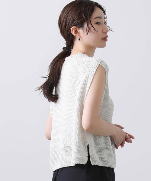CLOCHE（クロシェ）の「和紙混ホールＧフレンチニット（ニット/セーター・レディース・ブルー/グレイッシュベージュ・FREE）」の8枚目の写真