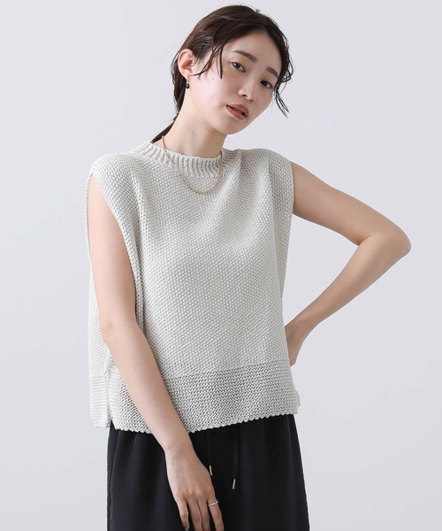 CLOCHE（クロシェ）の「和紙混ホールＧフレンチニット（ニット/セーター・レディース・ブルー/グレイッシュベージュ・FREE）」の10枚目の写真