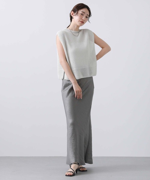CLOCHE（クロシェ）の「和紙混ホールＧフレンチニット（ニット/セーター・レディース・ブルー/グレイッシュベージュ・FREE）」の11枚目の写真