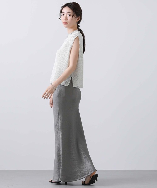 CLOCHE（クロシェ）の「和紙混ホールＧフレンチニット（ニット/セーター・レディース・ブルー/グレイッシュベージュ・FREE）」の12枚目の写真