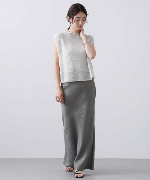 CLOCHE（クロシェ）の「和紙混ホールＧフレンチニット（ニット/セーター・レディース・ブルー/グレイッシュベージュ・FREE）」の14枚目の写真