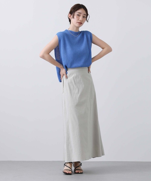 CLOCHE（クロシェ）の「和紙混ホールＧフレンチニット（ニット/セーター・レディース・ブルー/グレイッシュベージュ・FREE）」の20枚目の写真