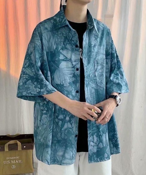 CREARE -LINO-（クレアーレリノ）の「タイダイ柄/ニュアンス半袖シャツ（シャツ/ブラウス・メンズ・ブラック/ブルー・MEDIUM/LARGE）」の19枚目の写真