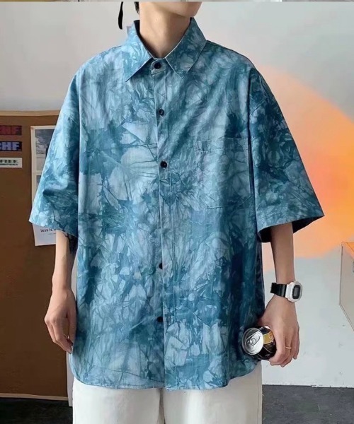 CREARE -LINO-（クレアーレリノ）の「タイダイ柄/ニュアンス半袖シャツ（シャツ/ブラウス・メンズ・ブラック/ブルー・MEDIUM/LARGE）」の16枚目の写真