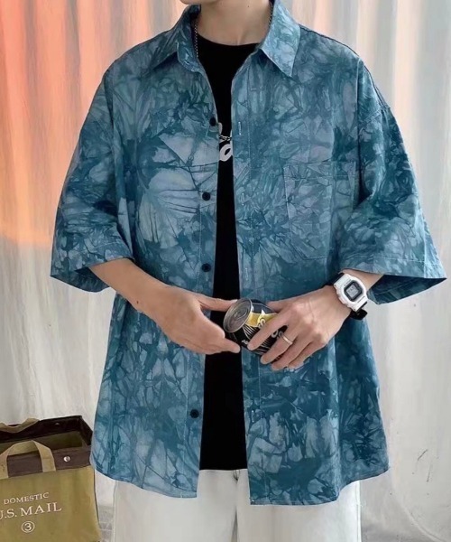 CREARE -LINO-（クレアーレリノ）の「タイダイ柄/ニュアンス半袖シャツ（シャツ/ブラウス・メンズ・ブラック/ブルー・MEDIUM/LARGE）」の15枚目の写真