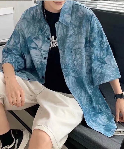 CREARE -LINO-（クレアーレリノ）の「タイダイ柄/ニュアンス半袖シャツ（シャツ/ブラウス・メンズ・ブラック/ブルー・MEDIUM/LARGE）」の14枚目の写真