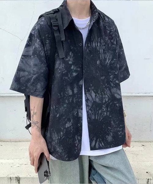 CREARE -LINO-（クレアーレリノ）の「タイダイ柄/ニュアンス半袖シャツ（シャツ/ブラウス・メンズ・ブラック/ブルー・MEDIUM/LARGE）」の12枚目の写真