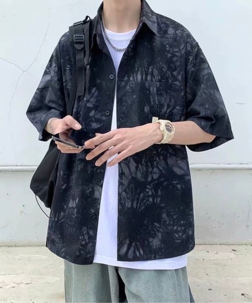 CREARE -LINO-（クレアーレリノ）の「タイダイ柄/ニュアンス半袖シャツ（シャツ/ブラウス・メンズ・ブラック/ブルー・MEDIUM/LARGE）」の11枚目の写真