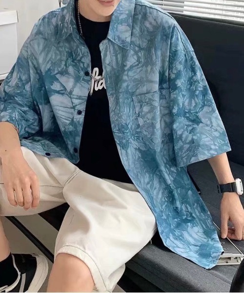 CREARE -LINO-（クレアーレリノ）の「タイダイ柄/ニュアンス半袖シャツ（シャツ/ブラウス・メンズ・ブラック/ブルー・MEDIUM/LARGE）」の21枚目の写真