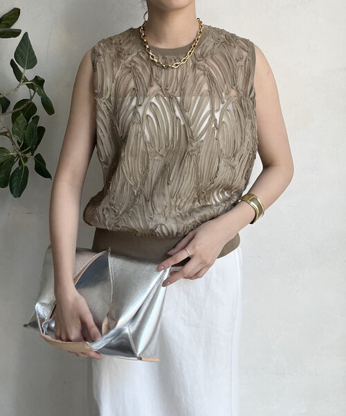 doudou ベスト　刺繍2wayタンクトップ 刺繍レース　ホワイト doudou ベスト 刺繍2wayタンクトップ 刺繍レース ホワイト 最終