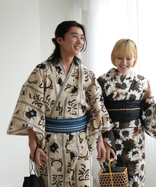 手染め注染メンズ浴衣3点セット utatane×注染工房 先染め