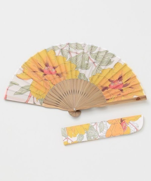カヤ(カヤ)の「【カヤ】華めき牡丹 竹扇子 袋付き(扇子/うちわ・レディース・ネイビー/キナリ/ライトグレー/ホワイト×イエロー・FREE)」の2枚目の写真